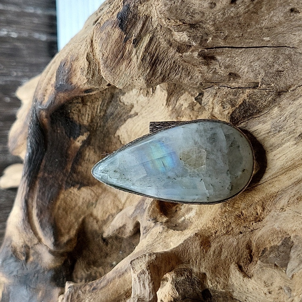 Beautiful Adjustable Rainbow Moonstone Ring
